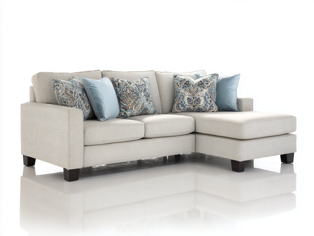 Ecksofa aus Stoff 280 x 180 x 85 cm - Beige und Hellblau - Modernes Design mit großzügiger Sitzfläche