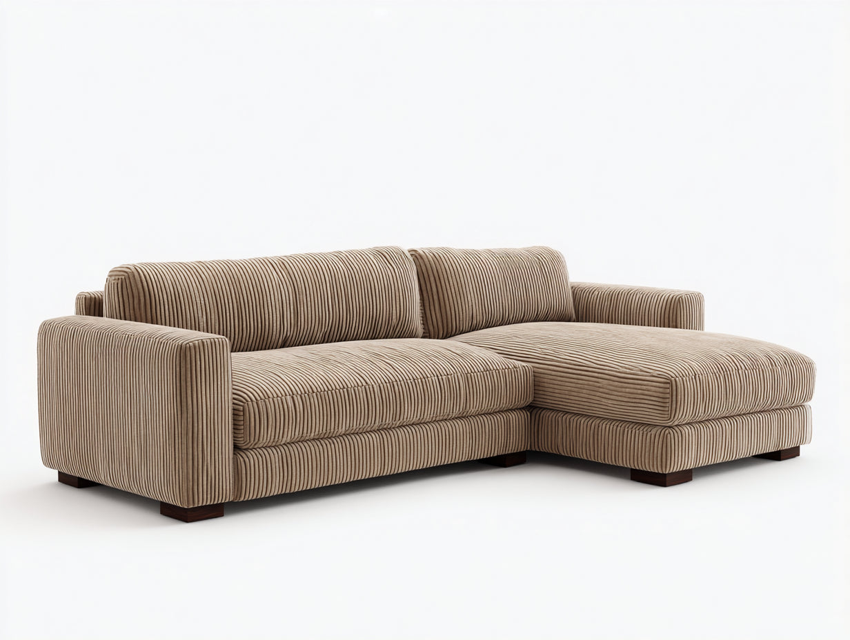 Ecksofa Cordstoff 290x180x85 cm - Beige - Modernes Design für Wohnzimmer