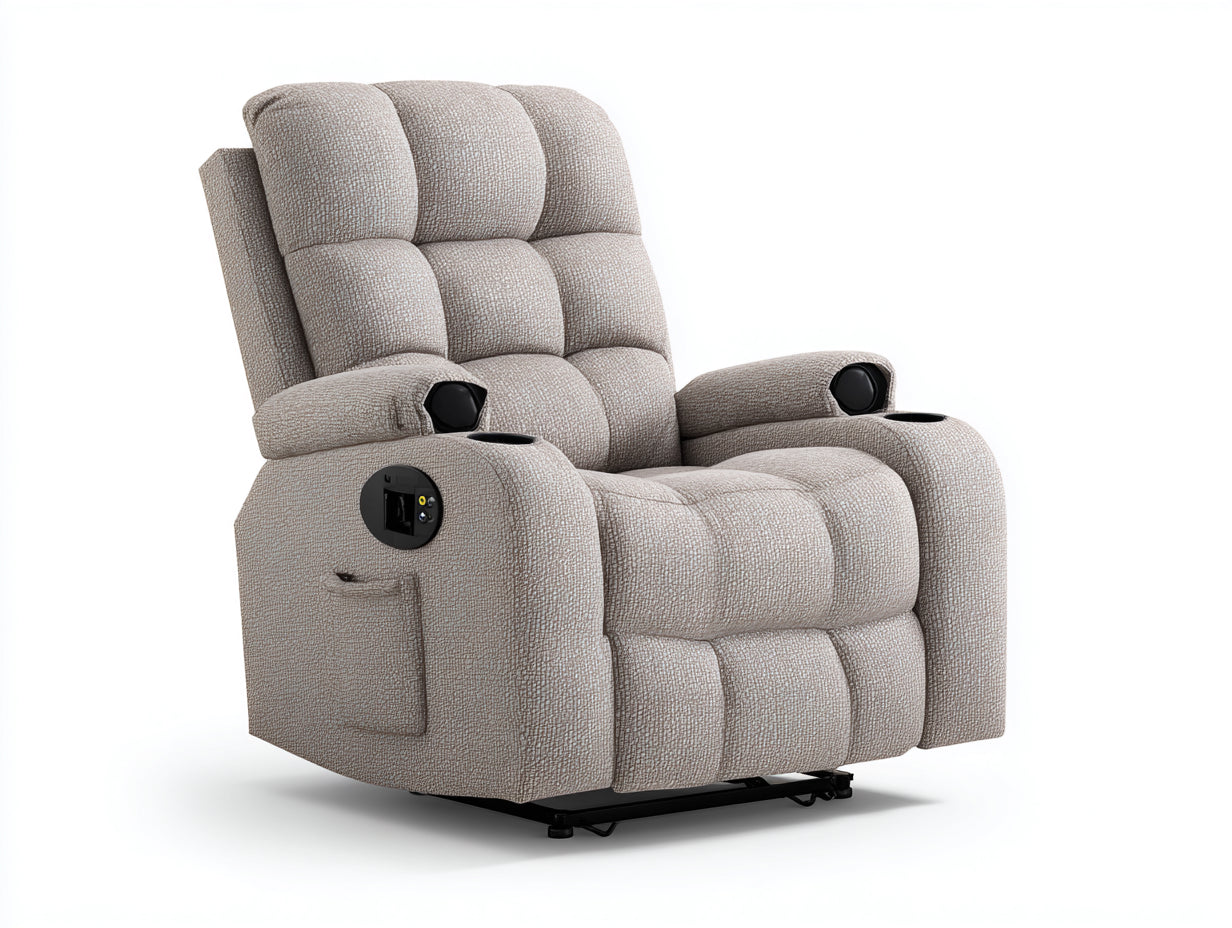 Liegesessel Stoffbezug Relaxsessel 90x90x105 cm Elektrisch verstellbar Hellgrau Gepolsterter Komfortsessel für Wohnzimmer