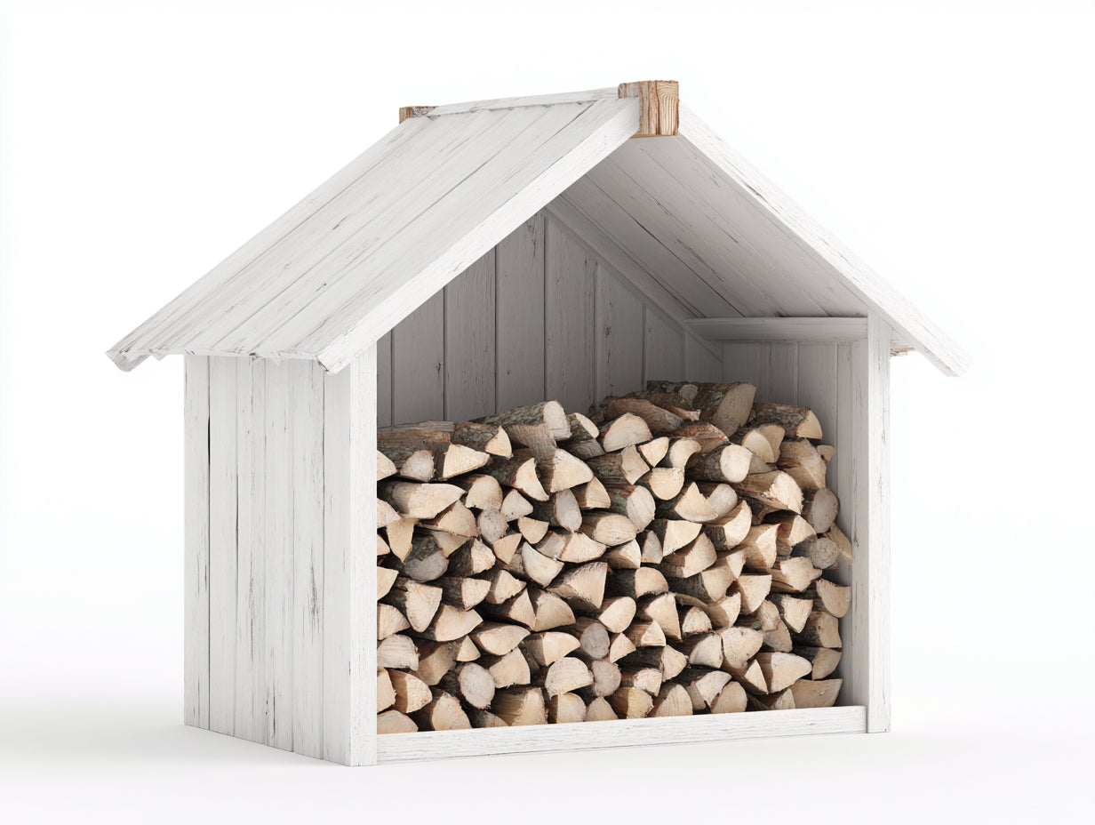 Kaminholzregal Holz 160x60x120 cm - Weiß - Überdachte Holzaufbewahrung für Garten