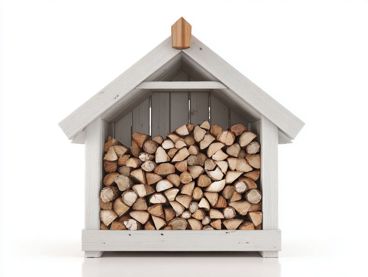 Kaminholzregal aus Holz 120 x 50 x 150 cm - Weiß - Überdachtes Brennholzregal für den Außenbereich
