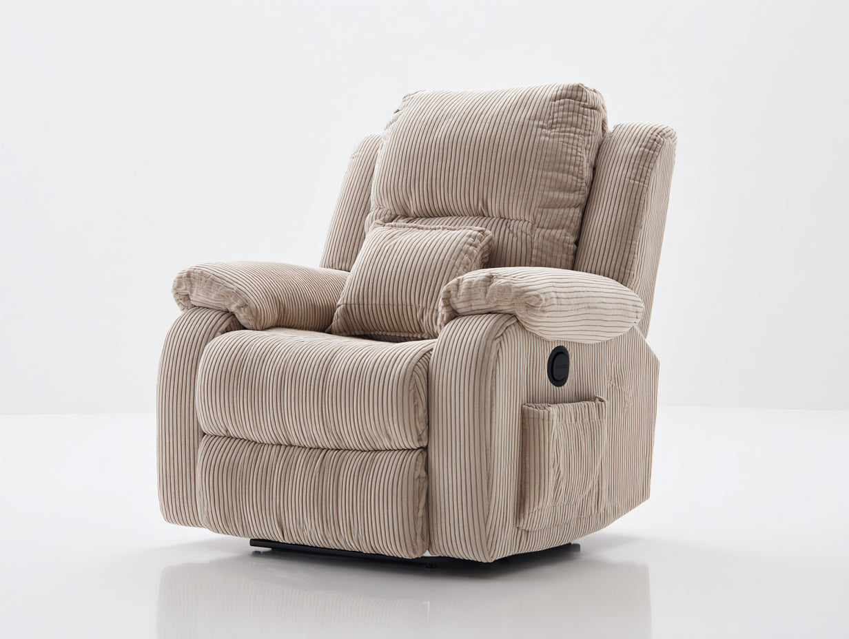 Liegesessel aus Cordstoff 85 x 95 x 105 cm - Beige - Komfortabler Relaxsessel mit verstellbarer Rückenlehne