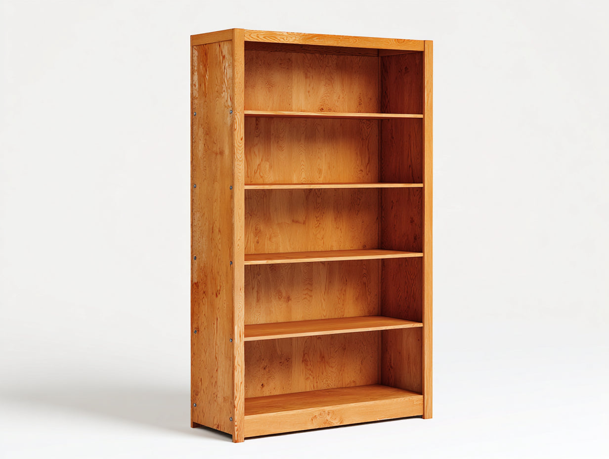 Bücherregal aus Holz 100 x 35 x 180 cm - Naturholzfarben - Offenes Regal mit großzügigem Stauraum
