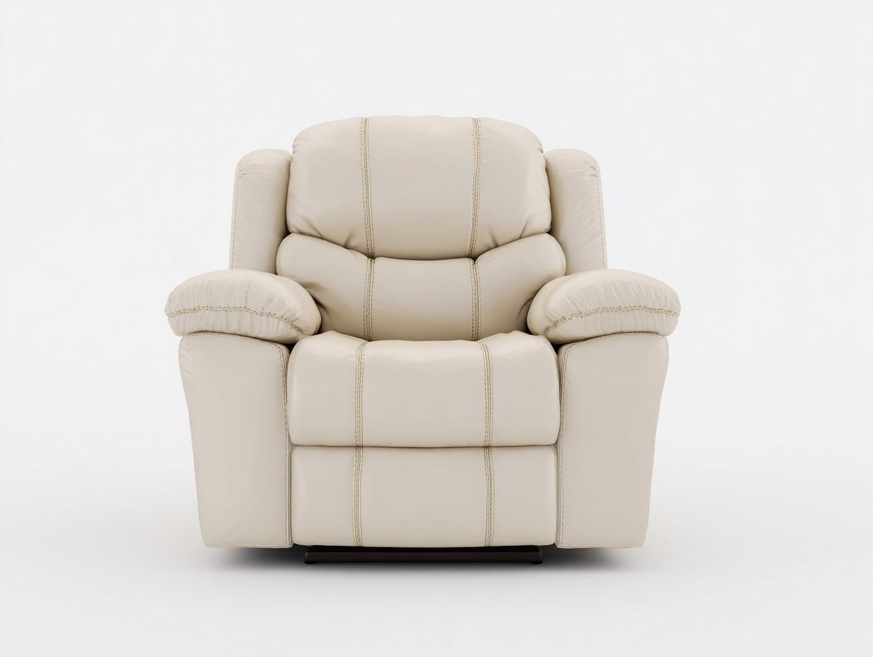 Liegesessel aus Kunstleder 85 x 90 x 105 cm - Beige - Moderner Relaxsessel mit verstellbarer Rückenlehne für Wohnzimmer