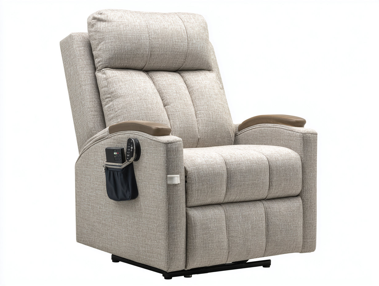 Liegesessel Stoff 85 x 90 x 105 cm - Beige - Komfortabler Relaxsessel mit Liegefunktion
