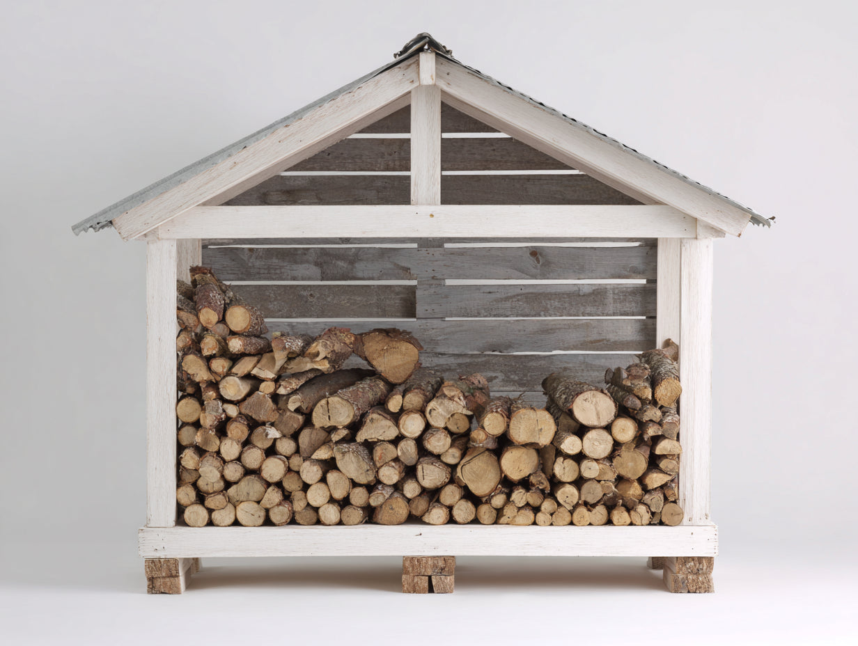 Kaminholzregal aus Holz 200 x 70 x 160 cm - Weiß - Großes Brennholzregal mit Dach für den Außenbereich
