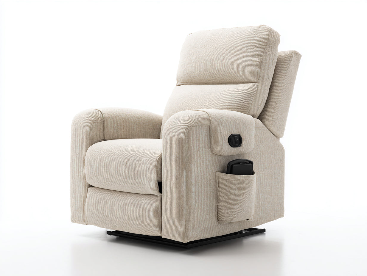 Liegesessel Stoffbezug 85x90x105 cm - Beige - Elektrischer Relaxsessel für Wohnzimmer