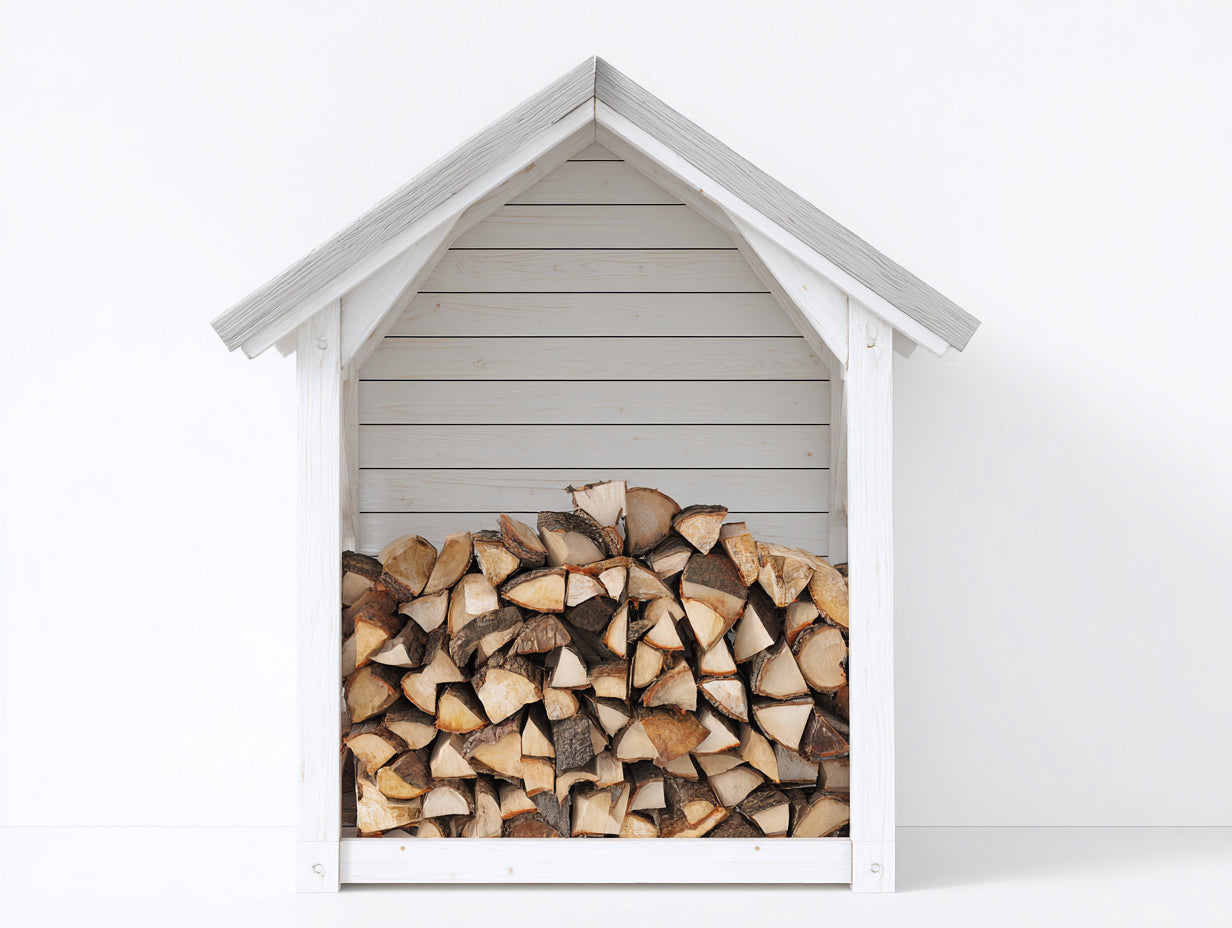 Kaminholzregal Holz 150 x 60 x 180 cm - Weiß - Überdachtes Brennholzregal für Garten und Außenbereich