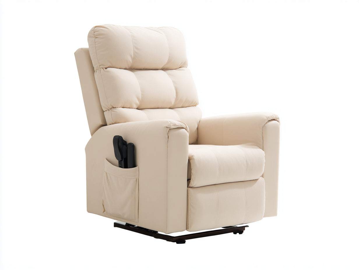 Liegesessel Kunstleder 85 x 90 x 105 cm - Beige - Elektrischer Relaxsessel mit Liegefunktion