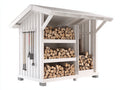 Kaminholzregal aus Holz 200 x 80 x 180 cm - Weiß - Überdachtes Brennholzregal mit mehreren Ablageflächen für Garten und Außenbereich