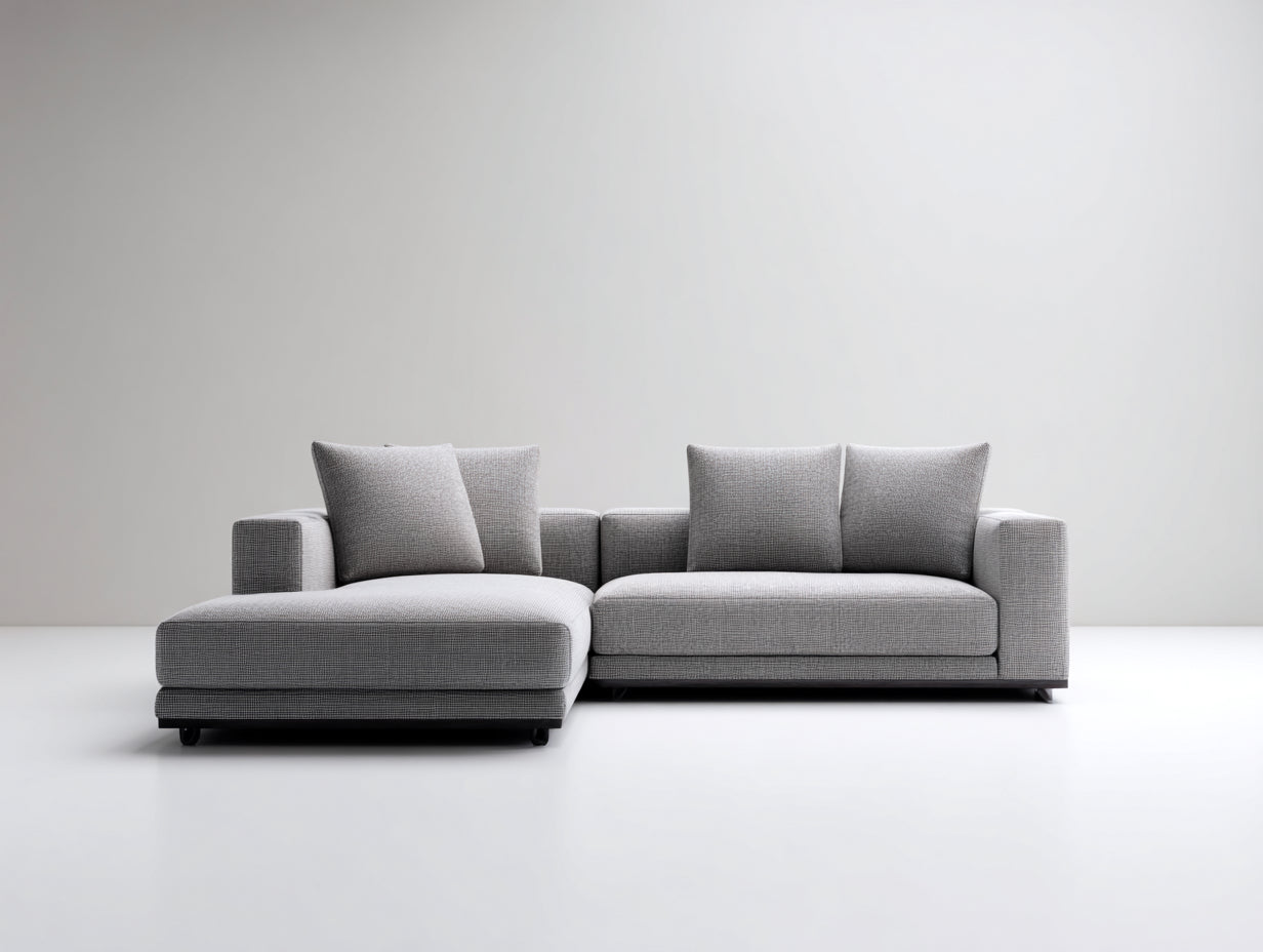 Ecksofa aus Stoff 280 x 180 x 85 cm - Hellgrau - Modernes Design mit großzügiger Sitzfläche