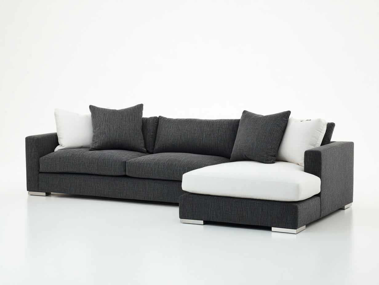 Ecksofa aus Stoff 300 x 220 x 85 cm - Dunkelgrau und Weiß - Modernes Ecksofa mit großzügiger Sitzfläche für Wohnzimmer