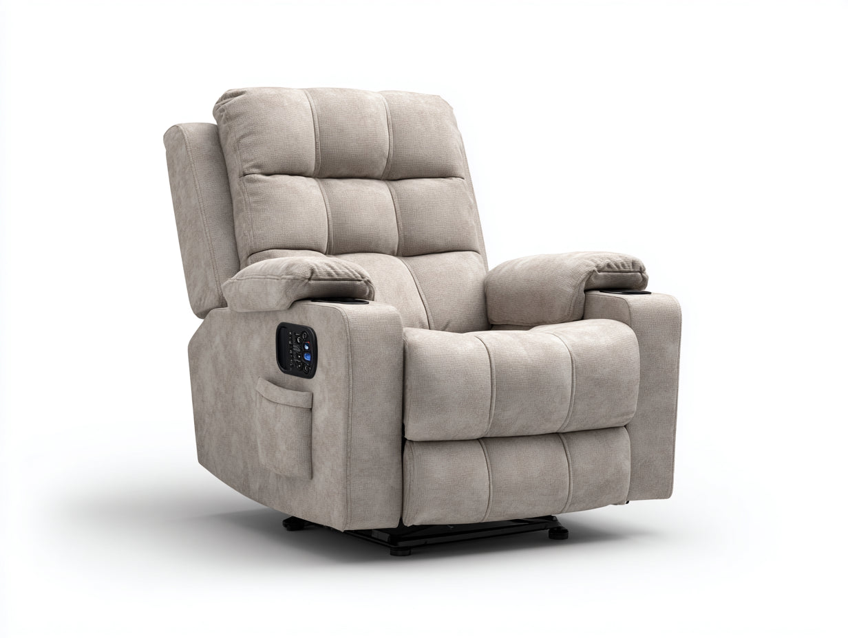 Liegesessel Stoffbezug 85x90x105 cm - Beige - Elektrischer Relaxsessel für Wohnzimmer