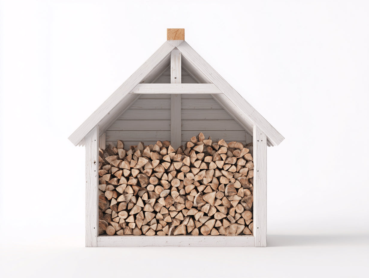 Kaminholzregal Holz 160 x 60 x 180 cm - Weiß - Überdachtes Brennholzregal für Garten und Außenbereich